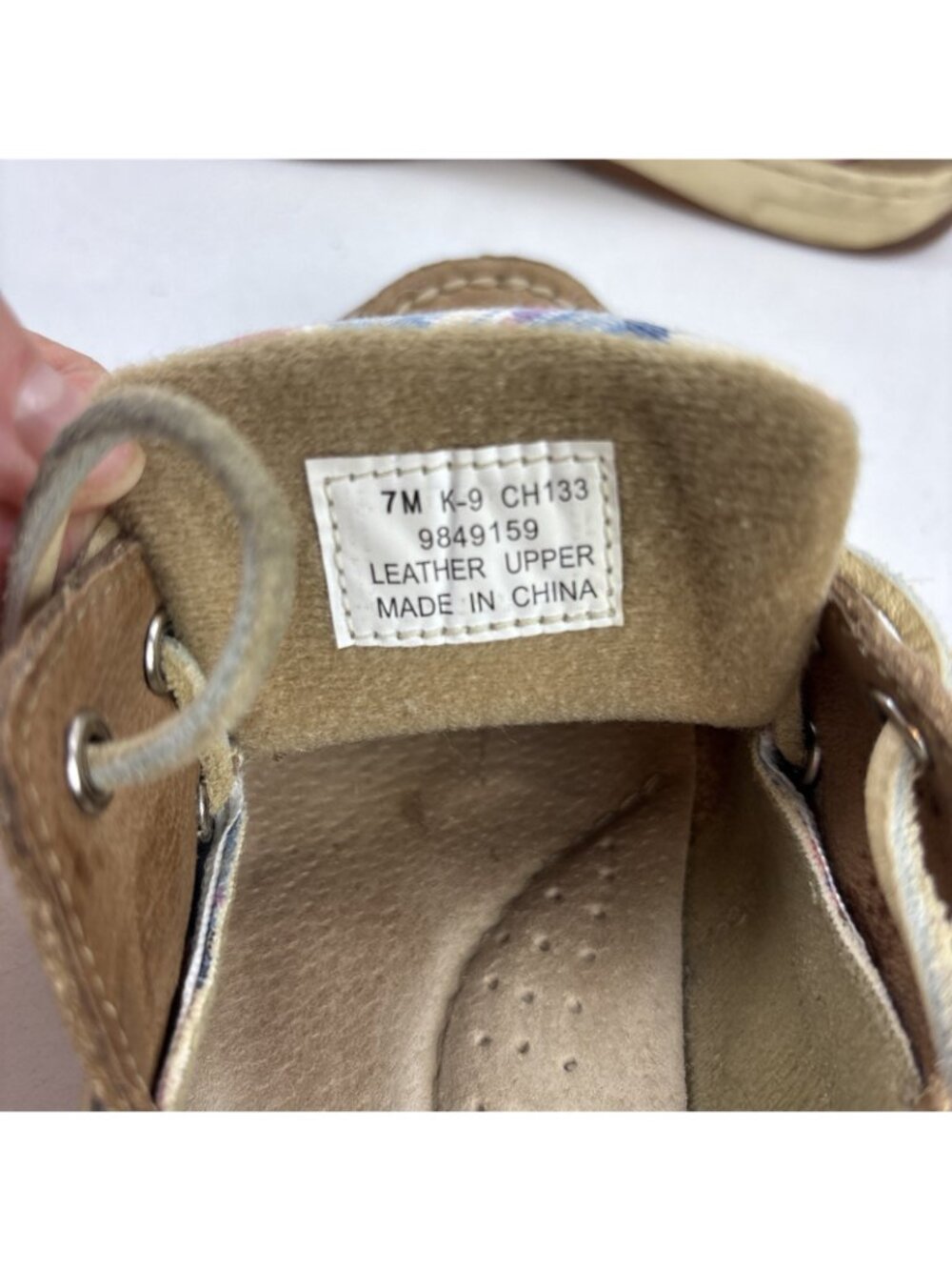 Sperry Top-sider Beige Leather Pastel Plaid Boat Shoes Size 7 - Picture 10 of 11